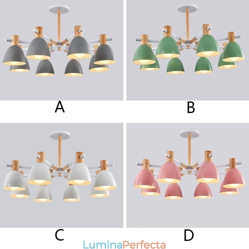 Lampă suspendată modernă simplă Macaron Iluminat creativ din lemn