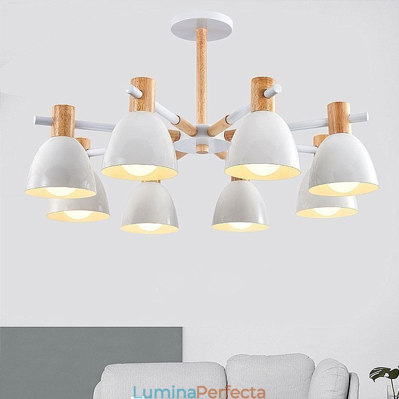 Lampă suspendată modernă simplă Macaron Iluminat creativ din lemn