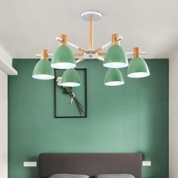 Lampă suspendată modernă simplă Macaron Iluminat creativ din lemn