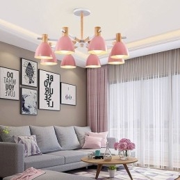 Lampă suspendată modernă simplă Macaron Iluminat creativ din lemn