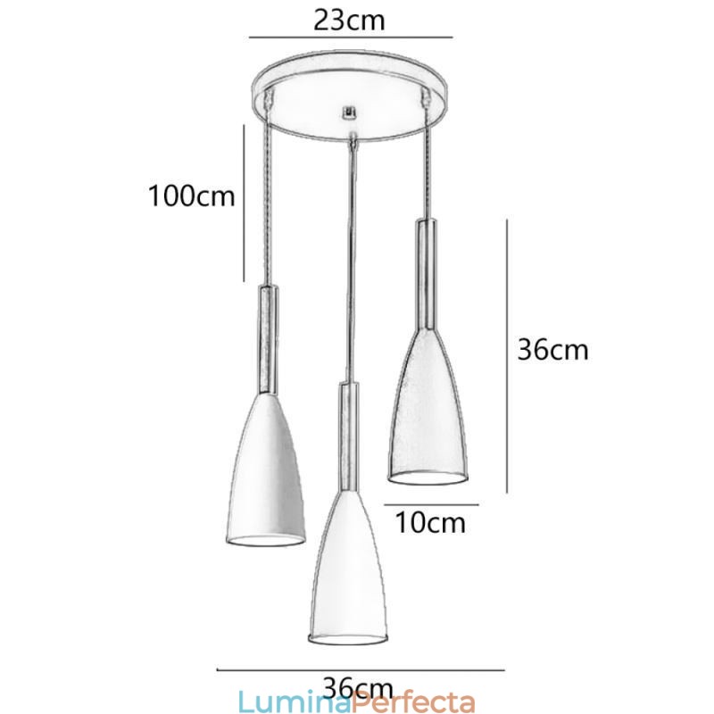 Lampă suspendată modernă, simplă, cu trei lumini, cafenea creativă din aluminiu