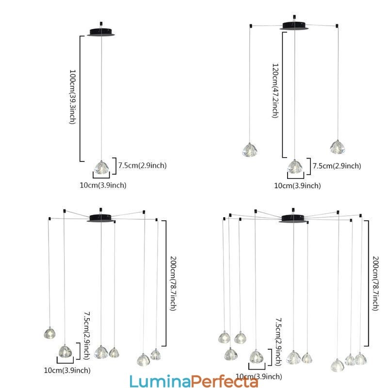 Lumină suspendată modernă Candelabru de cristal Lampă de iluminat acasă