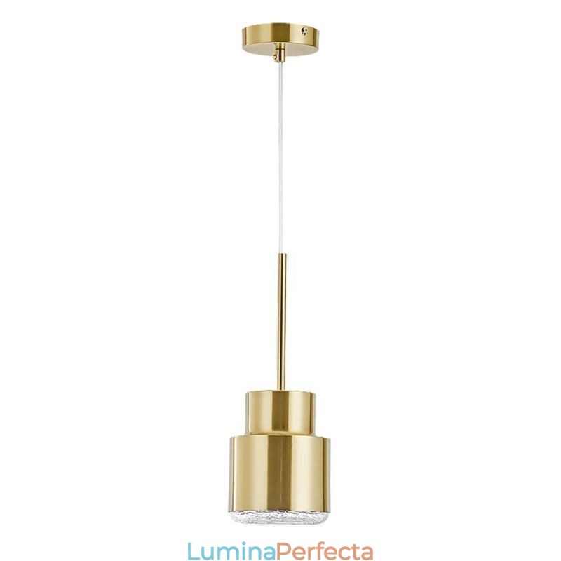 Lampă cu pandantiv din sticlă postmodernă Lampă cu cilindru auriu Lumină strălucitoare
