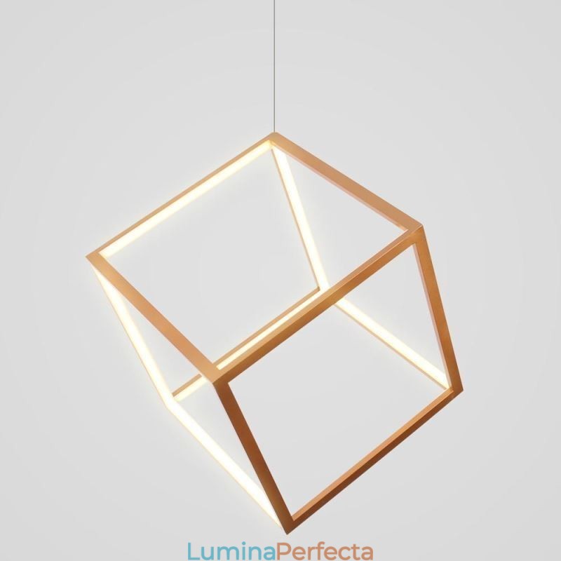 Lampă suspendată postmodernă, aur geometric, suspendat