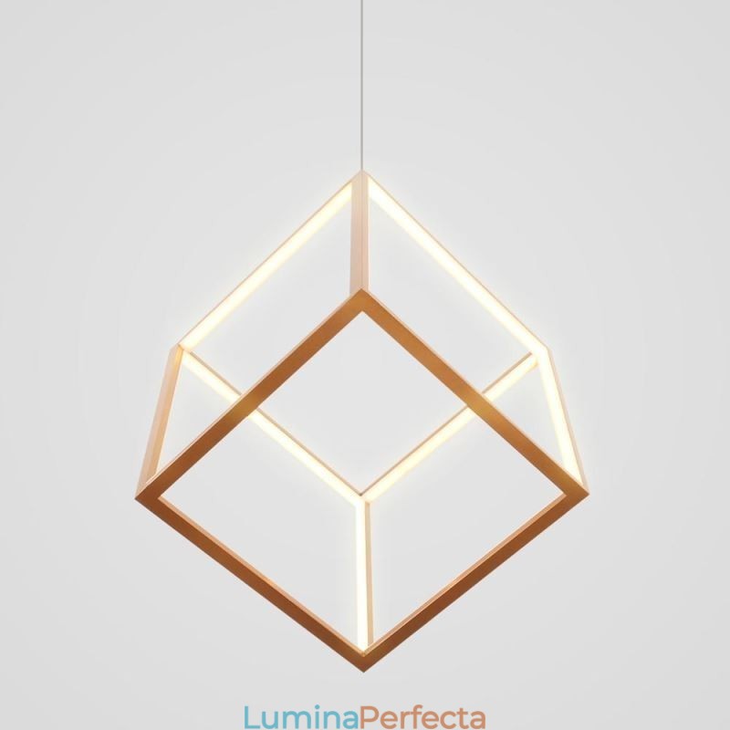 Lampă suspendată postmodernă, aur geometric, suspendat