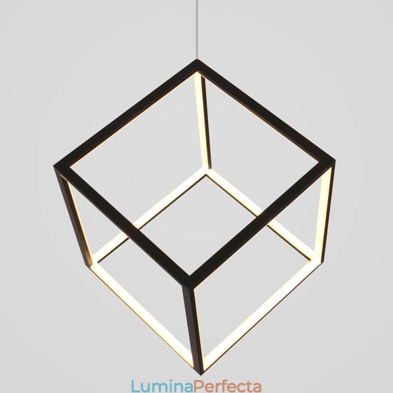 Lampă suspendată neagră Cub geometric de iluminat LBY18069