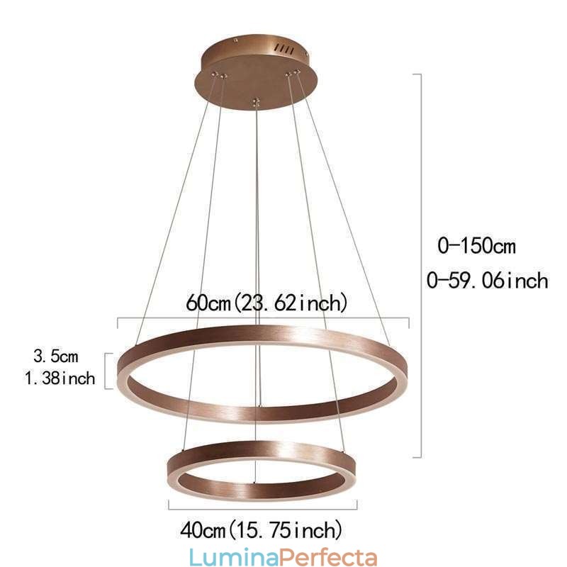 Lampă suspendată Drawing Craft 2 Inele Lampă 60+40cm