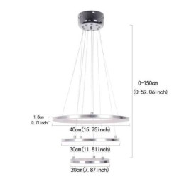 Lampă suspendată modernă din acrilic cu 3 inele 40+30+20cm