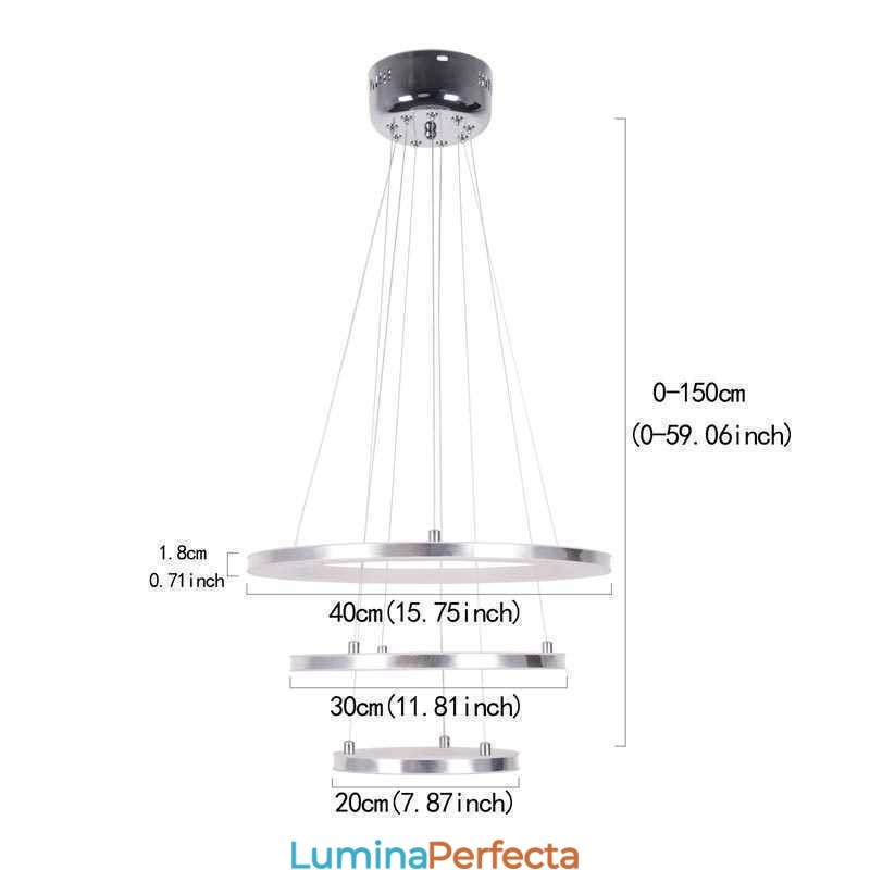 Lampă suspendată modernă din acrilic cu 3 inele 40+30+20cm