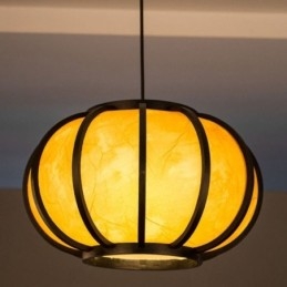 Lampă de suspendare din bambus japonez creativă Lampă suspendată simplă și modernă Lumină rotundă pentru ceainărie