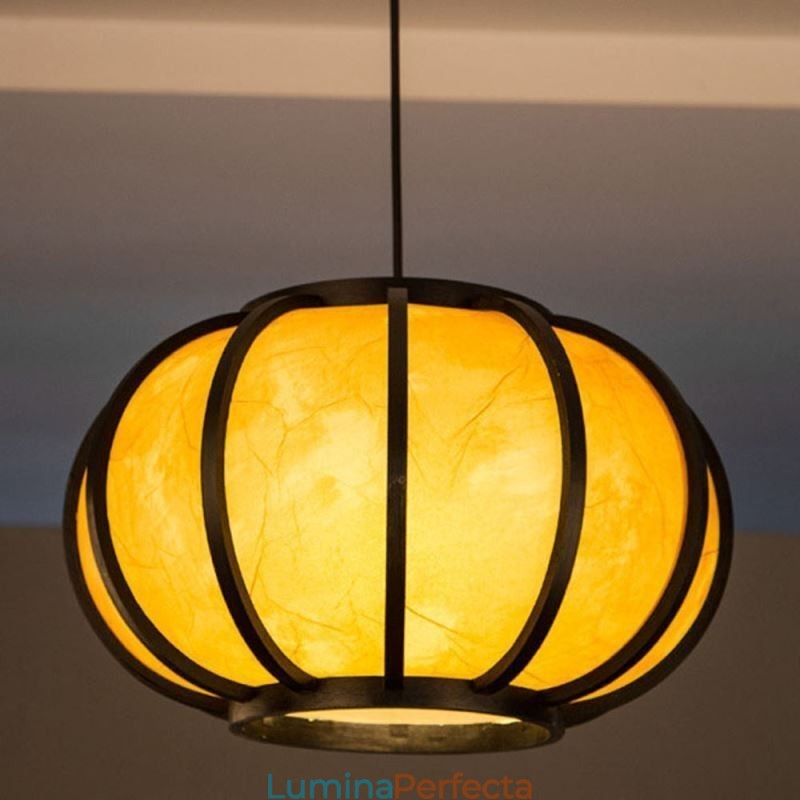 Lampă de suspendare din bambus japonez creativă Lampă suspendată simplă și modernă Lumină rotundă pentru ceainărie