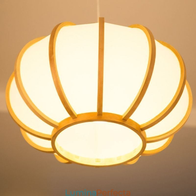 Lampă de suspendare din bambus japonez creativă Lampă suspendată simplă și modernă Lumină rotundă pentru ceainărie