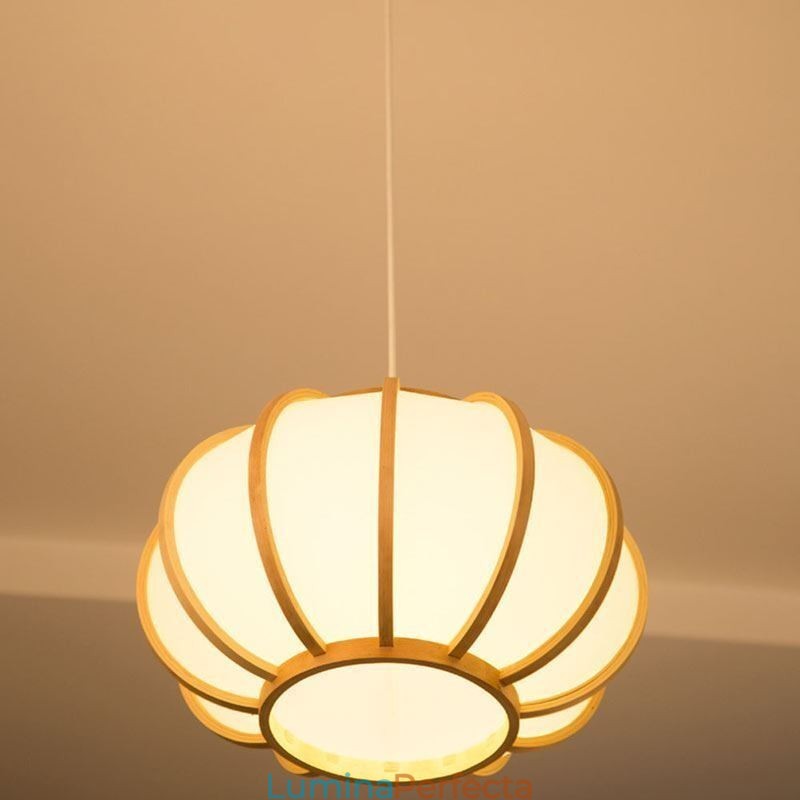 Lampă de suspendare din bambus japonez creativă Lampă suspendată simplă și modernă Lumină rotundă pentru ceainărie