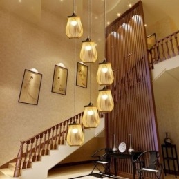 Lampă suspendată Hollow Cage Lampă suspendată modernă din bambus