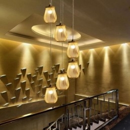 Lampă suspendată Hollow Cage Lampă suspendată modernă din bambus