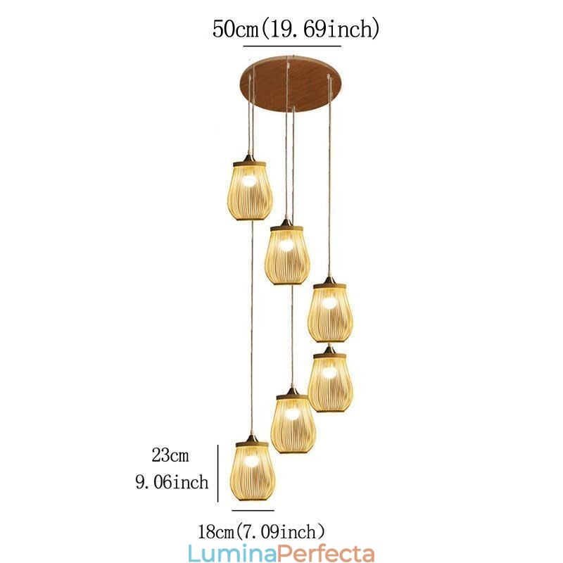 Lampă suspendată Hollow Cage Lampă suspendată modernă din bambus