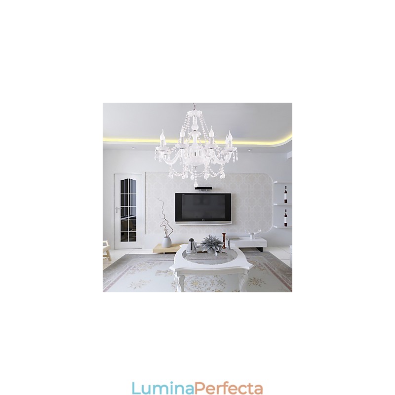 Candelabru Cristal Alb Modern Living 8 Lumini