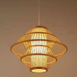 Lampă suspendată din bambus cu design giroscop