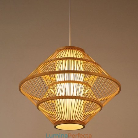 Lampă suspendată din bambus cu design giroscop Lampă suspendată din bambus cu design giroscop