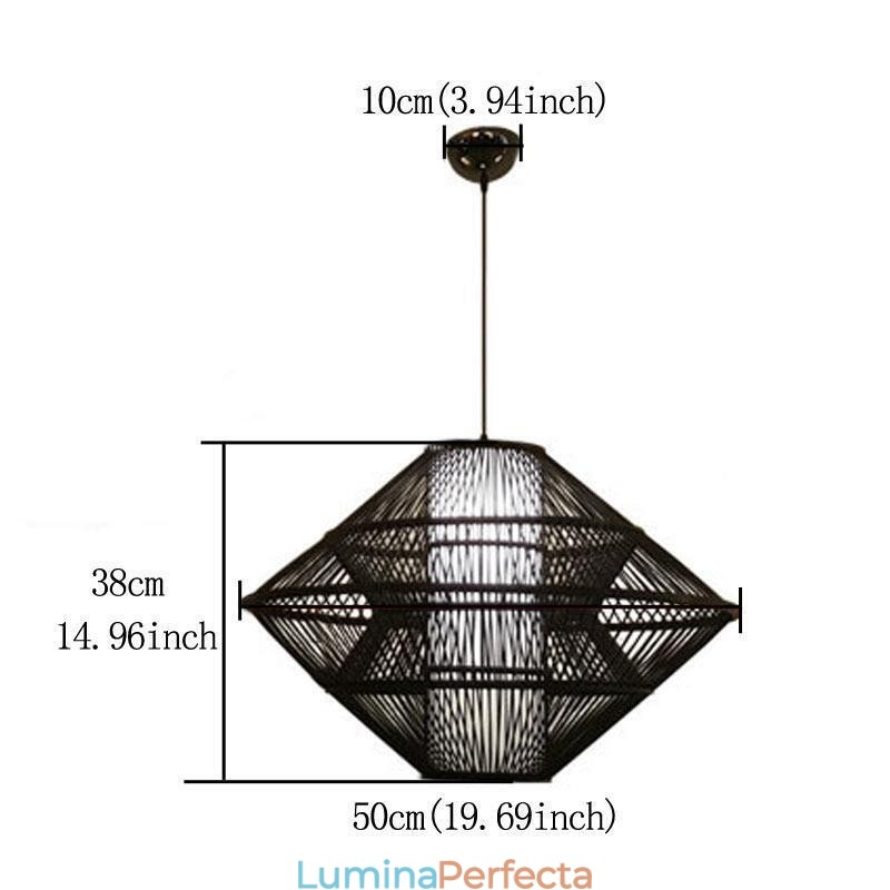 Lampă suspendată din bambus cu design giroscop