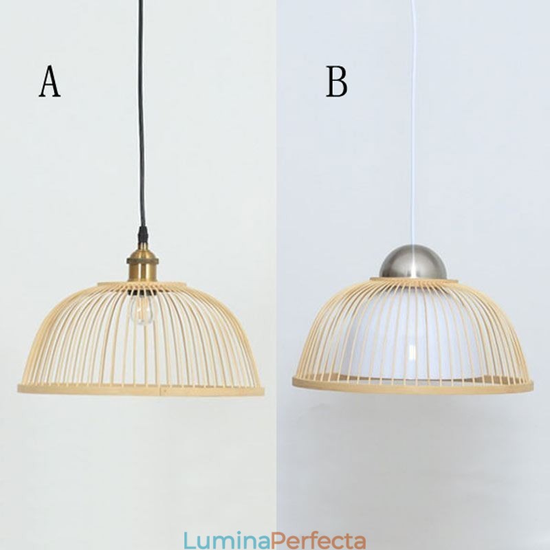 Lumină suspendată modernă, simplă, în jos. Lumină suspendată din bambus, iluminat de noptieră