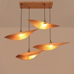 Creative Leaf Pendant Lampă contemporană din bambus Pendant Tearoom Lighting