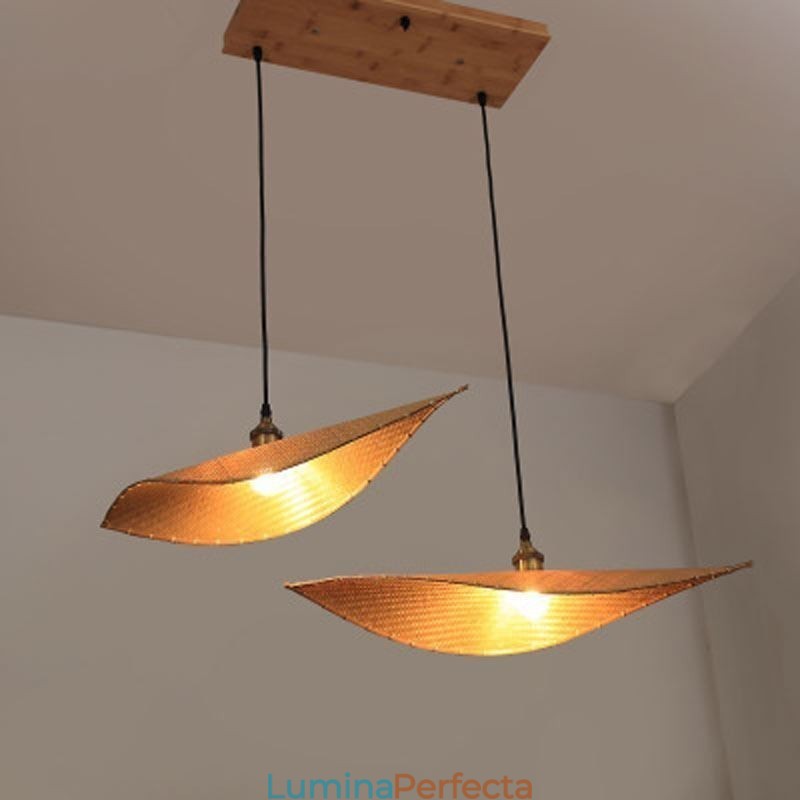 Creative Leaf Pendant Lampă contemporană din bambus Pendant Tearoom Lighting