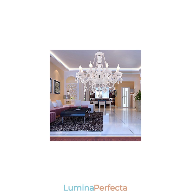 Candelabru Cristal Alb Modern Living 8 Lumini