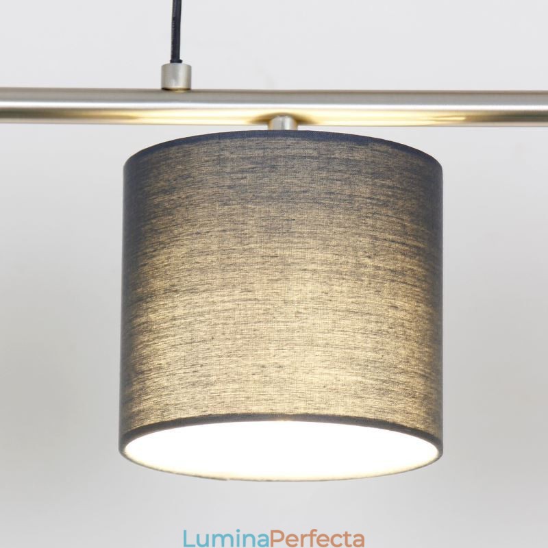 Lampă suspendată modernă, cu 4 lumini, cu abajur din material, înălțime reglabilă