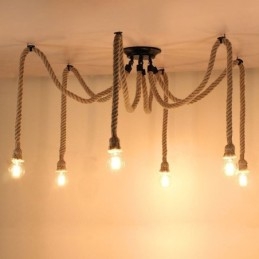 Stil retro 6 10 capete pandantiv Candelabru frânghie de cânepă Plafoniera vintage