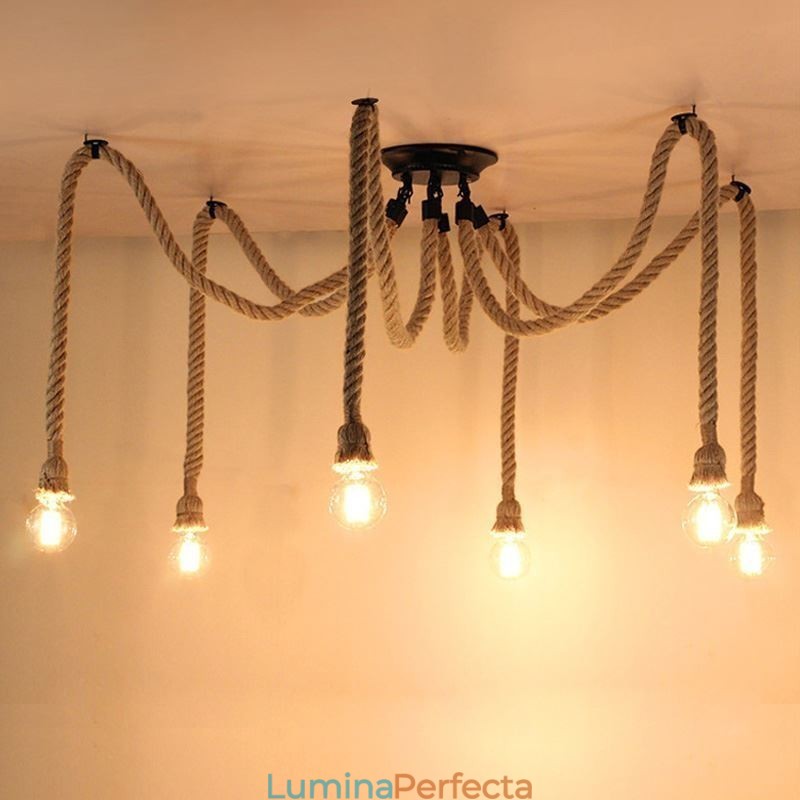 Stil retro 6 10 capete pandantiv Candelabru frânghie de cânepă Plafoniera vintage