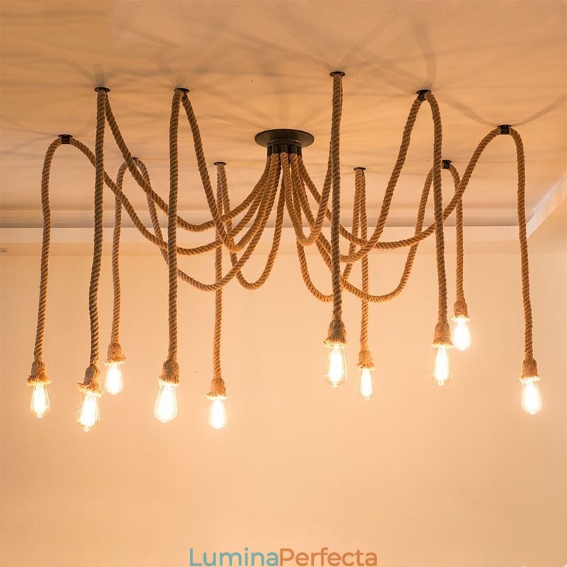 Stil retro 6 10 capete pandantiv Candelabru frânghie de cânepă Plafoniera vintage