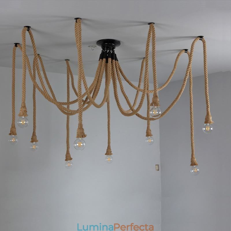 Stil retro 6 10 capete pandantiv Candelabru frânghie de cânepă Plafoniera vintage