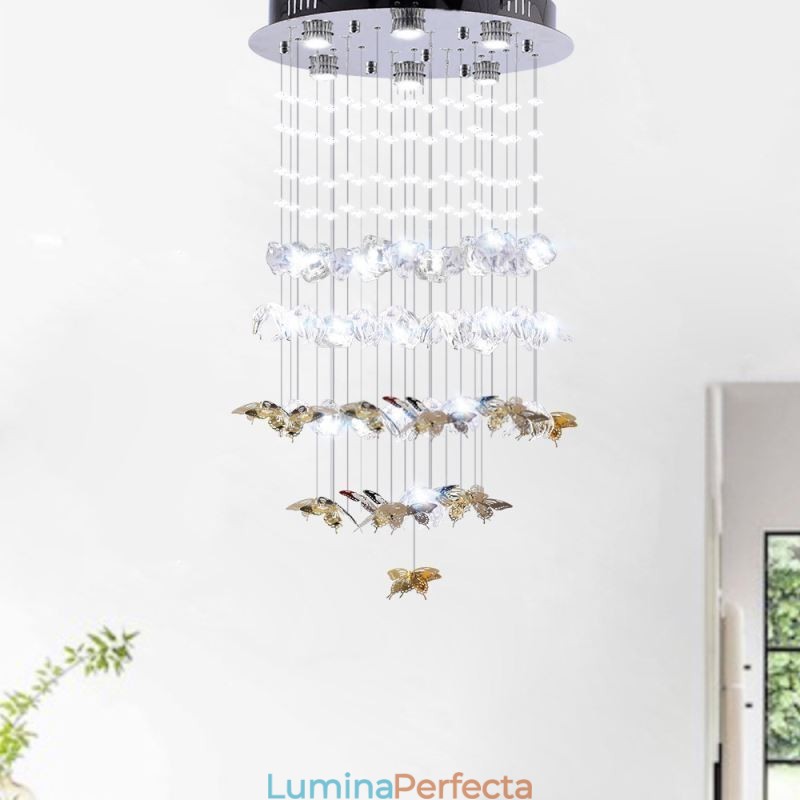 Lampă de suspendare nordică Lampă de suspendare din sticlă Creative Butterfly