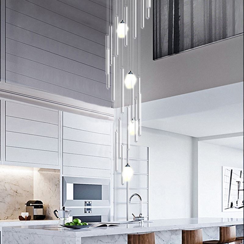Cluster Pendant Lampă Modernă Mare Pendant Cristal Candelabru Duplex Scară