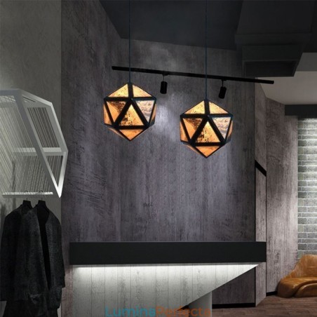 Lampă geometrică suspendată în formă de diamant Design 3D translucid Lampă geometrică suspendată în formă de diamant Design 3D translucid