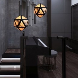 Lampă geometrică suspendată în formă de diamant Design 3D translucid