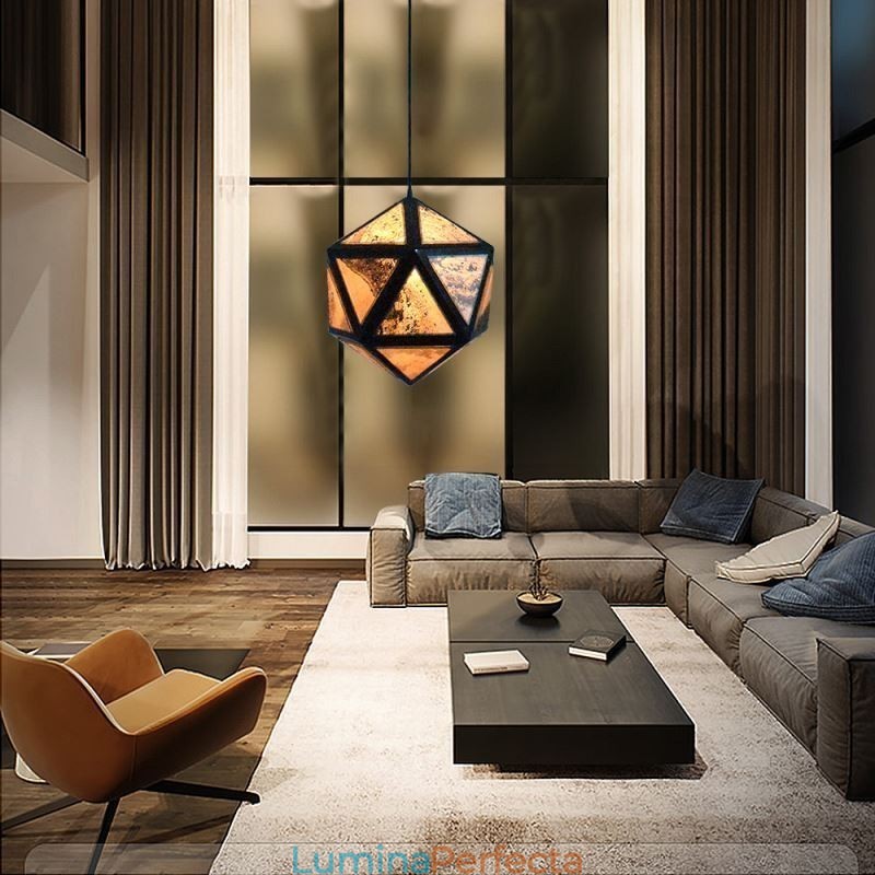 Lampă geometrică suspendată în formă de diamant Design 3D translucid