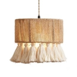 Lampă suspendată din funie de cânepă Decorație retro Plafoniera ciucuri Abajur