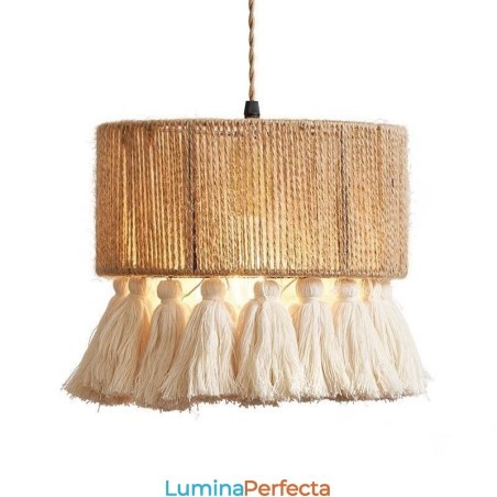 Lampă suspendată din funie de cânepă Decorație retro Plafoniera ciucuri Abajur