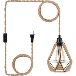 Lampă suspendată retro Plafoniera frânghie de cânepă Sârmă suspendată 5M