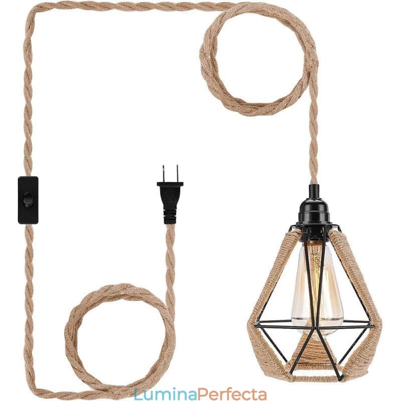 Lampă suspendată retro Plafoniera frânghie de cânepă Sârmă suspendată 5M