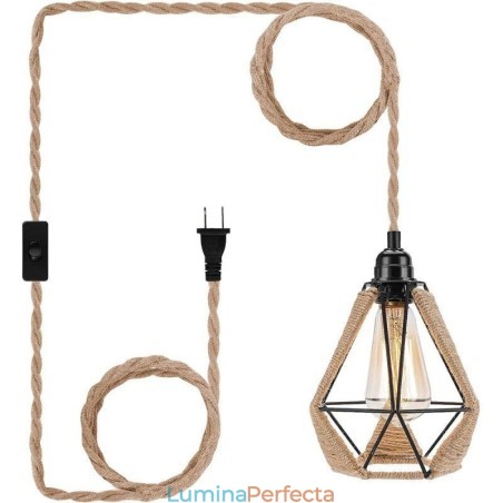 Lampă suspendată retro Plafoniera frânghie de cânepă Sârmă suspendată 5M Lampă suspendată retro Plafoniera frânghie de cânepă Sârmă suspendată 5M