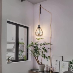 Lampă suspendată retro Plafoniera frânghie de cânepă Sârmă suspendată 5M