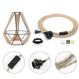 Lampă suspendată retro Plafoniera frânghie de cânepă Sârmă suspendată 5M