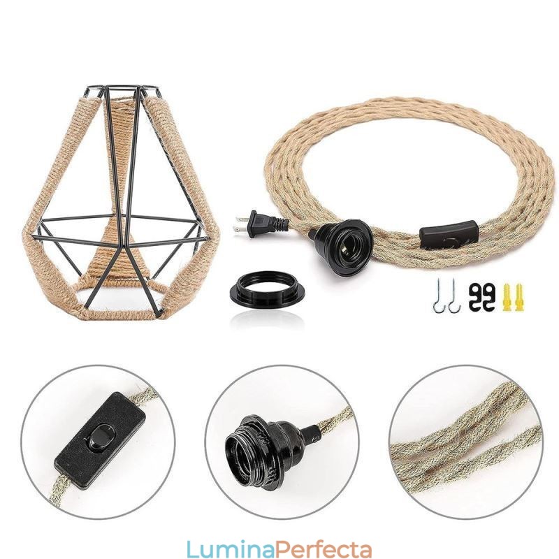 Lampă suspendată retro Plafoniera frânghie de cânepă Sârmă suspendată 5M