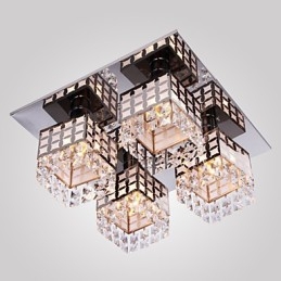 Candelabru Modern Cristal Inoxidabil Living 4 Lumini
