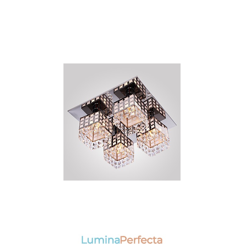 Candelabru Modern Cristal Inoxidabil Living 4 Lumini