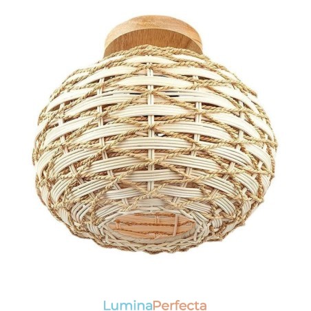 Culoarea lemnului Dovleac Abajur din frânghie din hârtie împletită din ratan