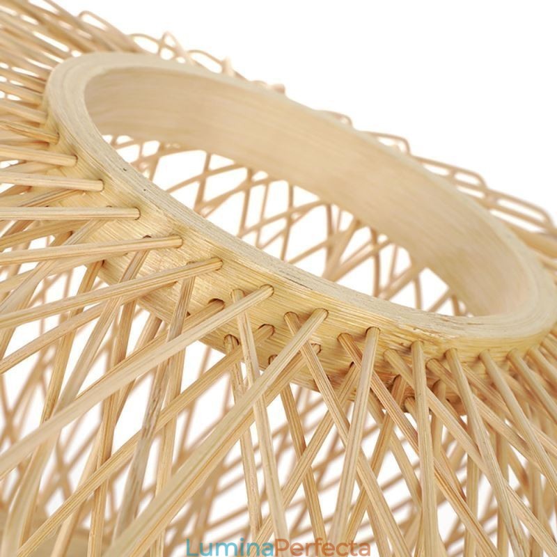 Plafoniera retro cu două straturi Plafoniera cu abajur din bambus țesut manual